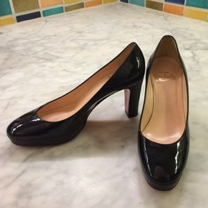 Louboutin Black Patent Leather Platform Pumps Sz 8